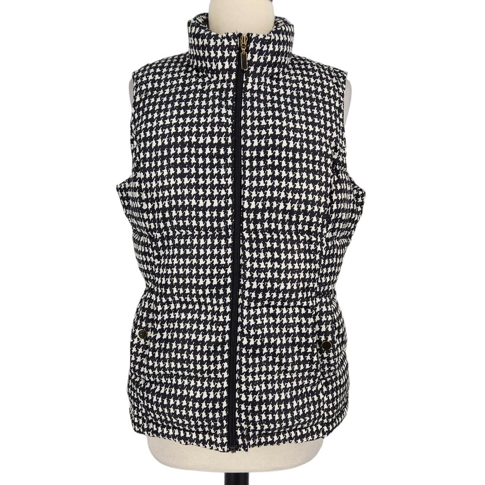 SALE Charter Club Sleeveless Houndstooth Puffer Vest Womens Size Medium